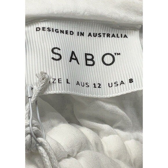 NWT Sabo Clara Size 8 Cotton Textured White Mini Dress Open Back New - Picture 6 of 11